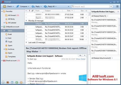 Ekran görüntüsü FoxMail Windows 8.1
