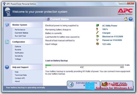 Ekran görüntüsü PowerChute Personal Edition Windows 8.1
