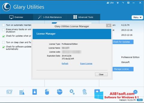 Ekran görüntüsü Glary Utilities Windows 8.1