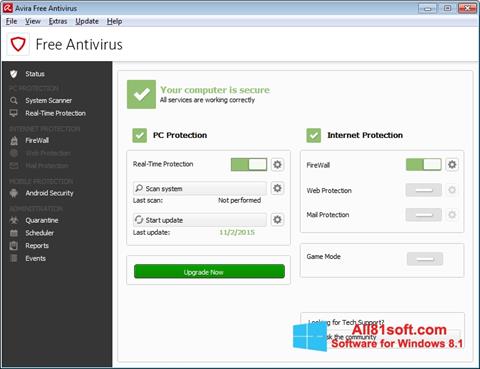 Ekran görüntüsü Avira Free Antivirus Windows 8.1