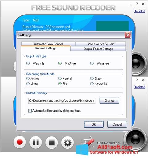 Ekran görüntüsü Free Sound Recorder Windows 8.1