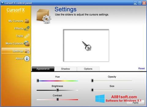 Ekran görüntüsü CursorFX Windows 8.1