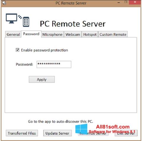 Ekran görüntüsü PC Remote Server Windows 8.1