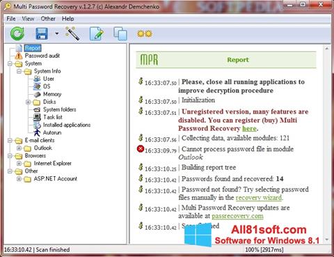 Ekran görüntüsü Multi Password Recovery Windows 8.1