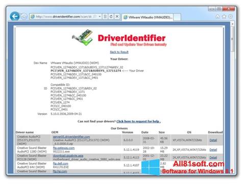 Ekran görüntüsü Driver Identifier Windows 8.1