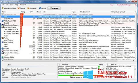 Ekran görüntüsü Security Task Manager Windows 8.1