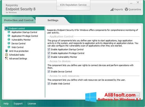 Ekran görüntüsü Kaspersky Endpoint Security Windows 8.1