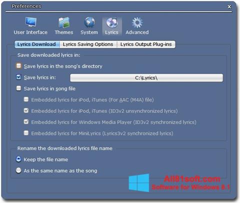 Ekran görüntüsü Minilyrics Windows 8.1