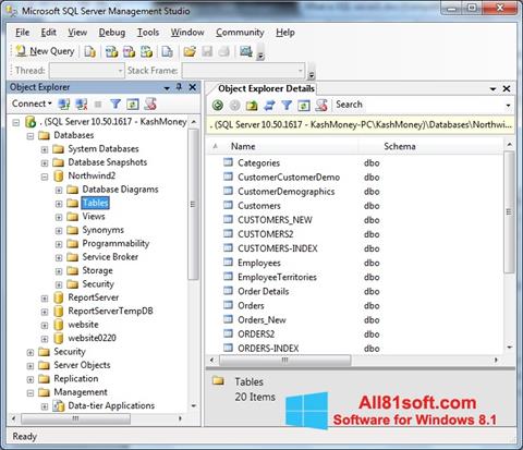 Ekran görüntüsü Microsoft SQL Server Windows 8.1