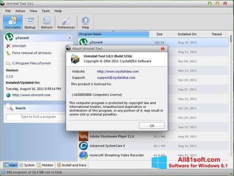 Ekran görüntüsü Uninstall Tool Windows 8.1