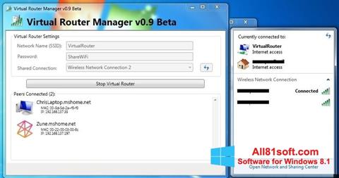 Ekran görüntüsü Virtual Router Manager Windows 8.1