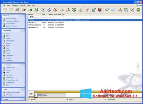 Ekran görüntüsü Acronis Disk Director Suite Windows 8.1