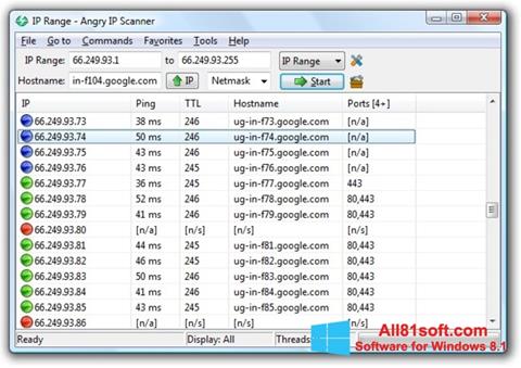 Ekran görüntüsü Angry IP Scanner Windows 8.1