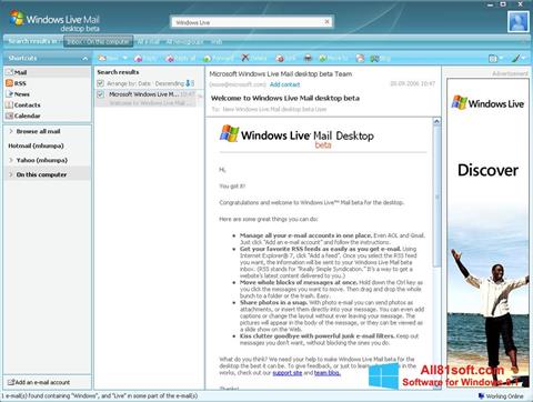 Ekran görüntüsü Windows Live Mail Windows 8.1