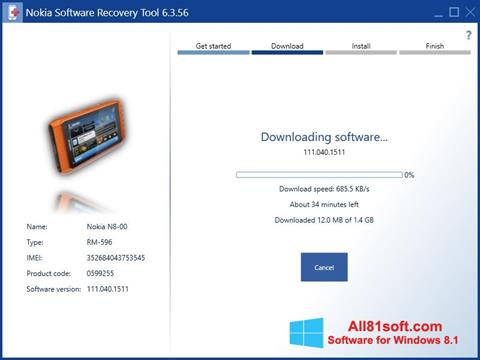 Ekran görüntüsü Nokia Software Recovery Tool Windows 8.1