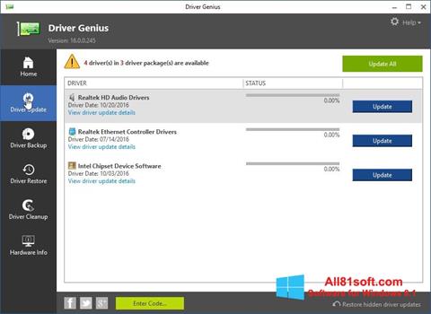 Ekran görüntüsü Driver Genius Windows 8.1