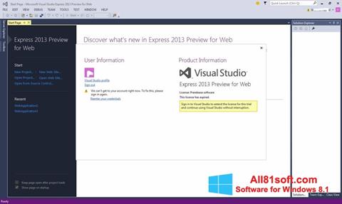 Ekran görüntüsü Microsoft Visual Studio Express Windows 8.1