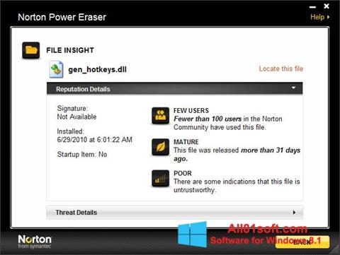 Ekran görüntüsü Norton Power Eraser Windows 8.1