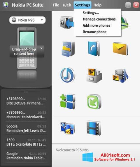 Ekran görüntüsü Nokia PC Suite Windows 8.1