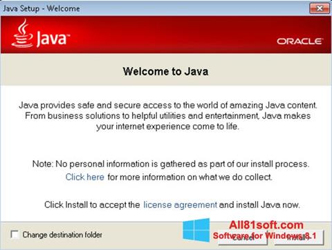 Ekran görüntüsü Java Runtime Environment Windows 8.1