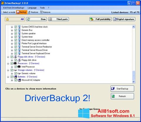 Ekran görüntüsü Driver Backup Windows 8.1