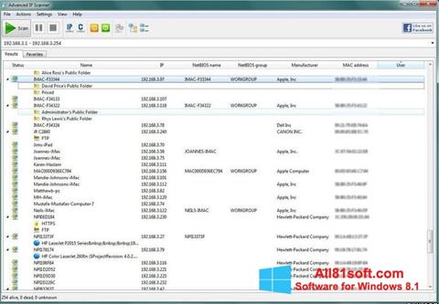 Ekran görüntüsü Advanced IP Scanner Windows 8.1