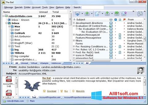 Ekran görüntüsü The Bat! Windows 8.1